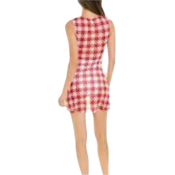 *NWOT WeWoreWhat Sheer Mesh Muscle Dress in Cherry Red/White – Med - Picture 2 of 10